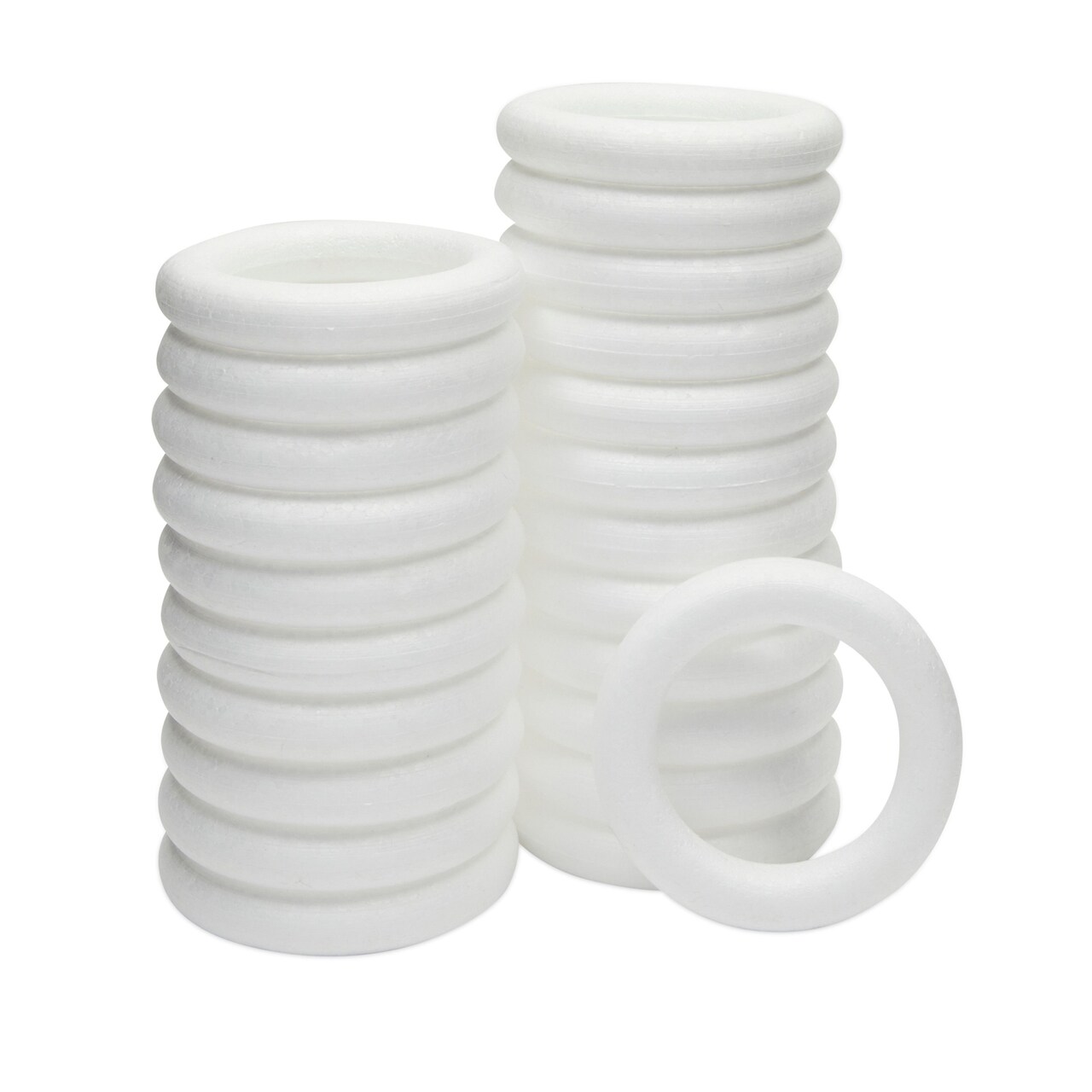 White Foam Ring Circles for Crafts, Wreath Forms (4.6 Inches, 24 Pack)